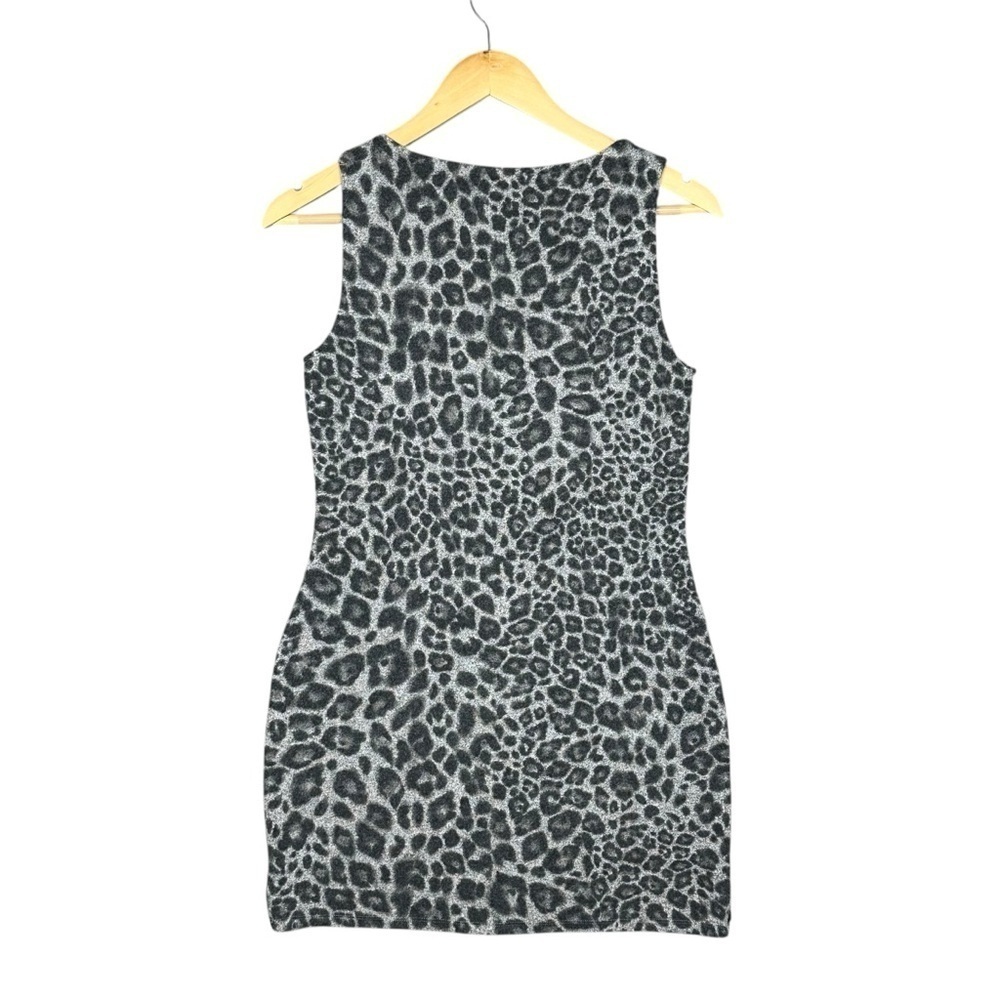 WHITE HOUSE BLACK MARKET Gray Dress Leopard Print Cozy Knit Tank Size XS - Picture 2 of 9